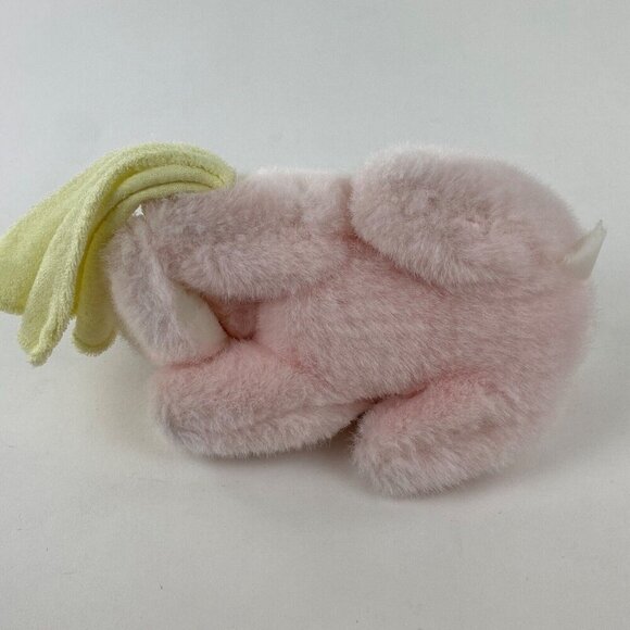 Vintage Plush Bunny Rabbit Stuffed Animal Rattle Toy Bunny With Yellow Blanket - Picture 7 of 8